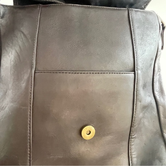 Leather Messenger Bag with Flap Closure - Picture 10 of 11